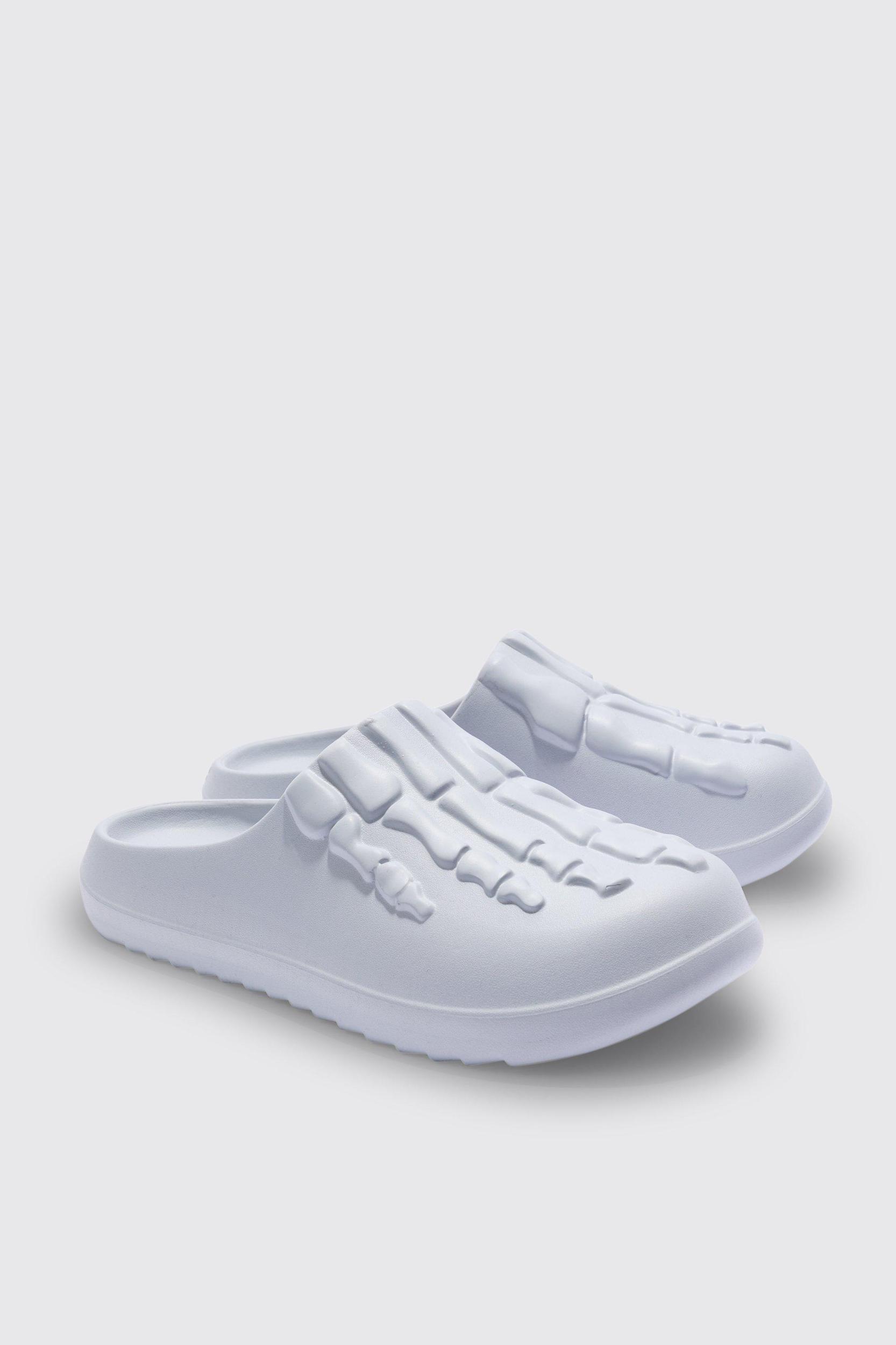 Mens Perforated Skeleton Moulded Mule - Grey Product Image