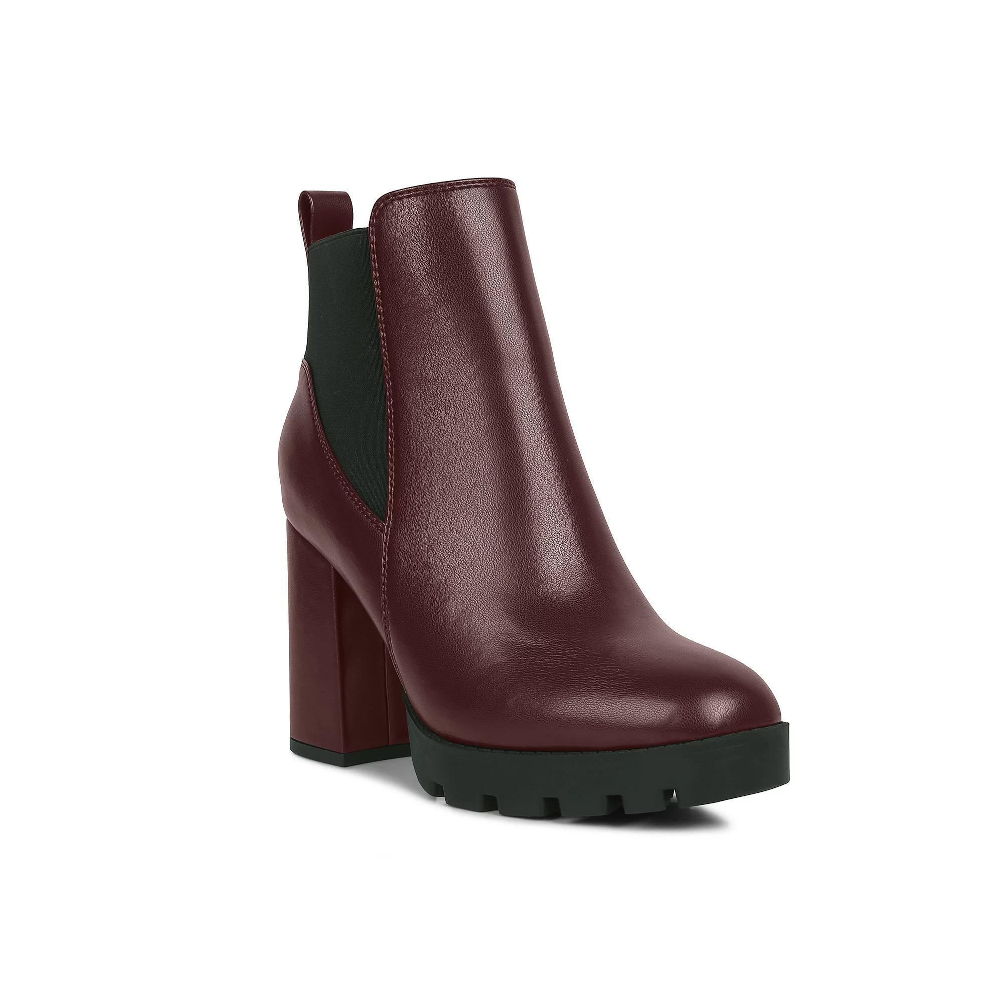 London Rag Bolt Women's Block Heel Chelsea Boots, Size: 7, Red Product Image