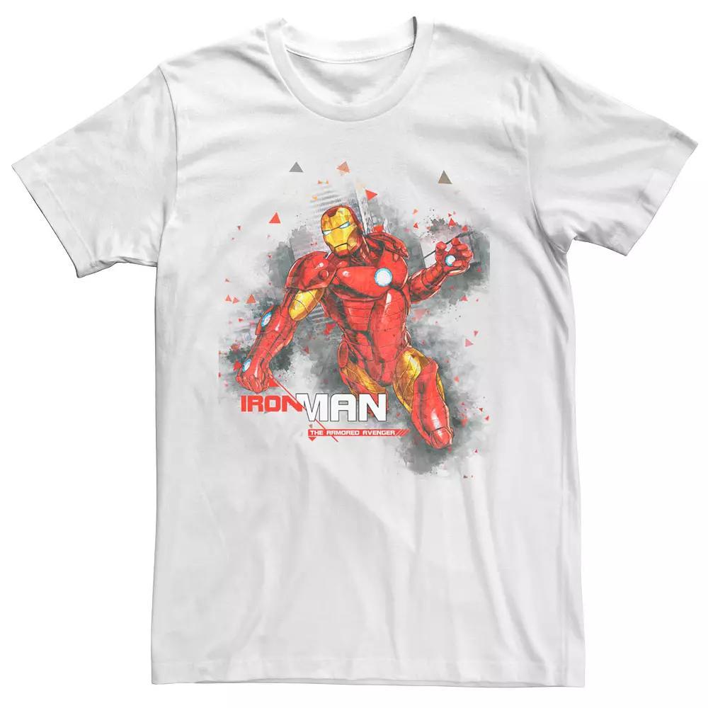 Men's Marvel Iron Man Watercolor Splatter Portrait Tee, Size: XL, White Product Image