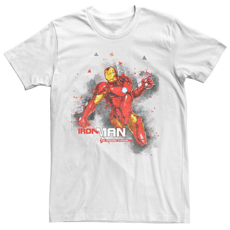 Men's Marvel Iron Man Watercolor Splatter Portrait Tee, Size: XL, White Product Image