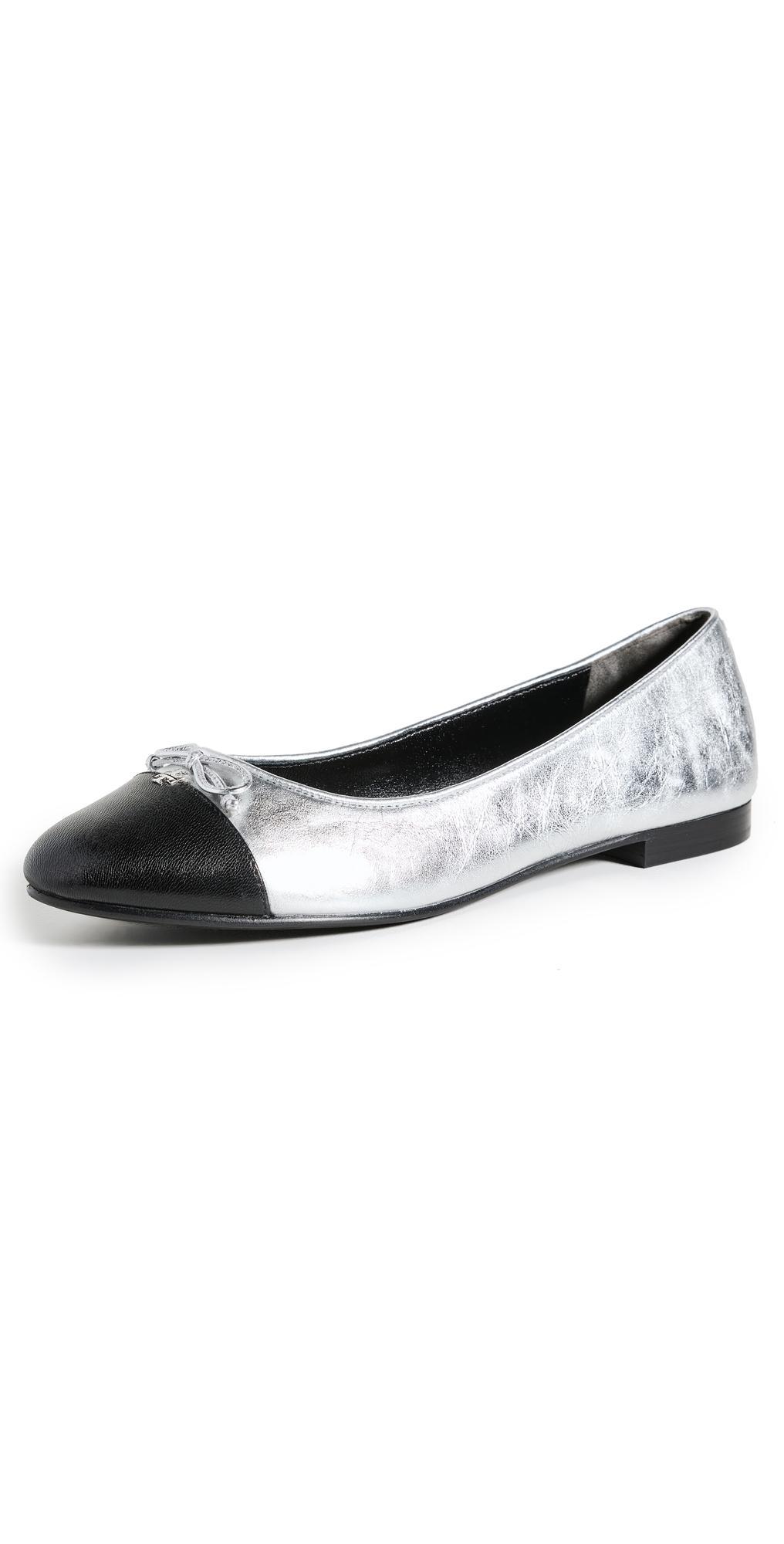 Tory Burch Womens Bow Logo Slip On Ballet Flats Product Image