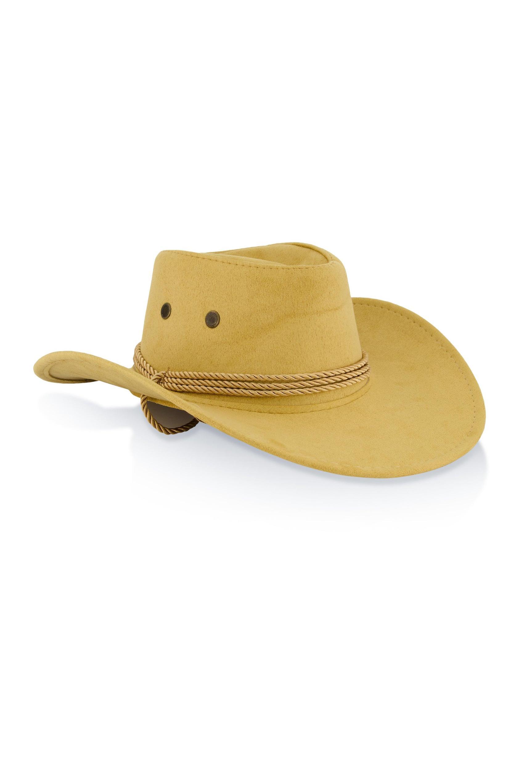 Faux Suede Chin Strap Cowboy Hat Female Product Image
