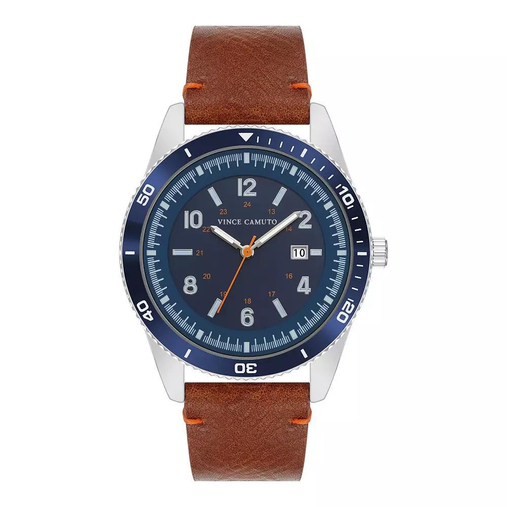 Vince Camuto Men's Strap Watch, Size: 45MM, Navy Brown Product Image