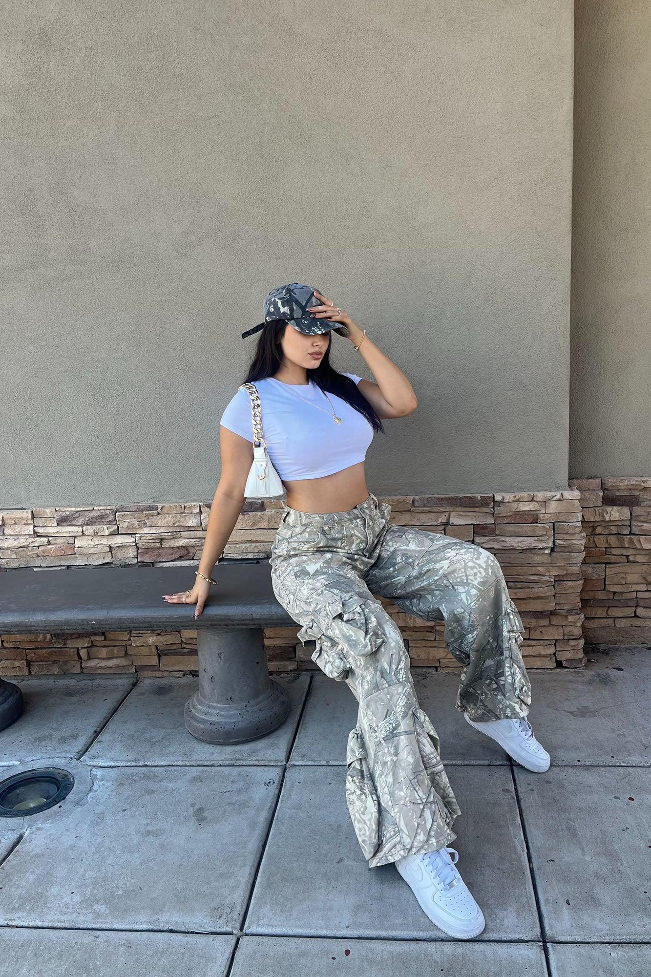 Got It Bad Stretch Cargo Jeans - Camouflage Female Product Image