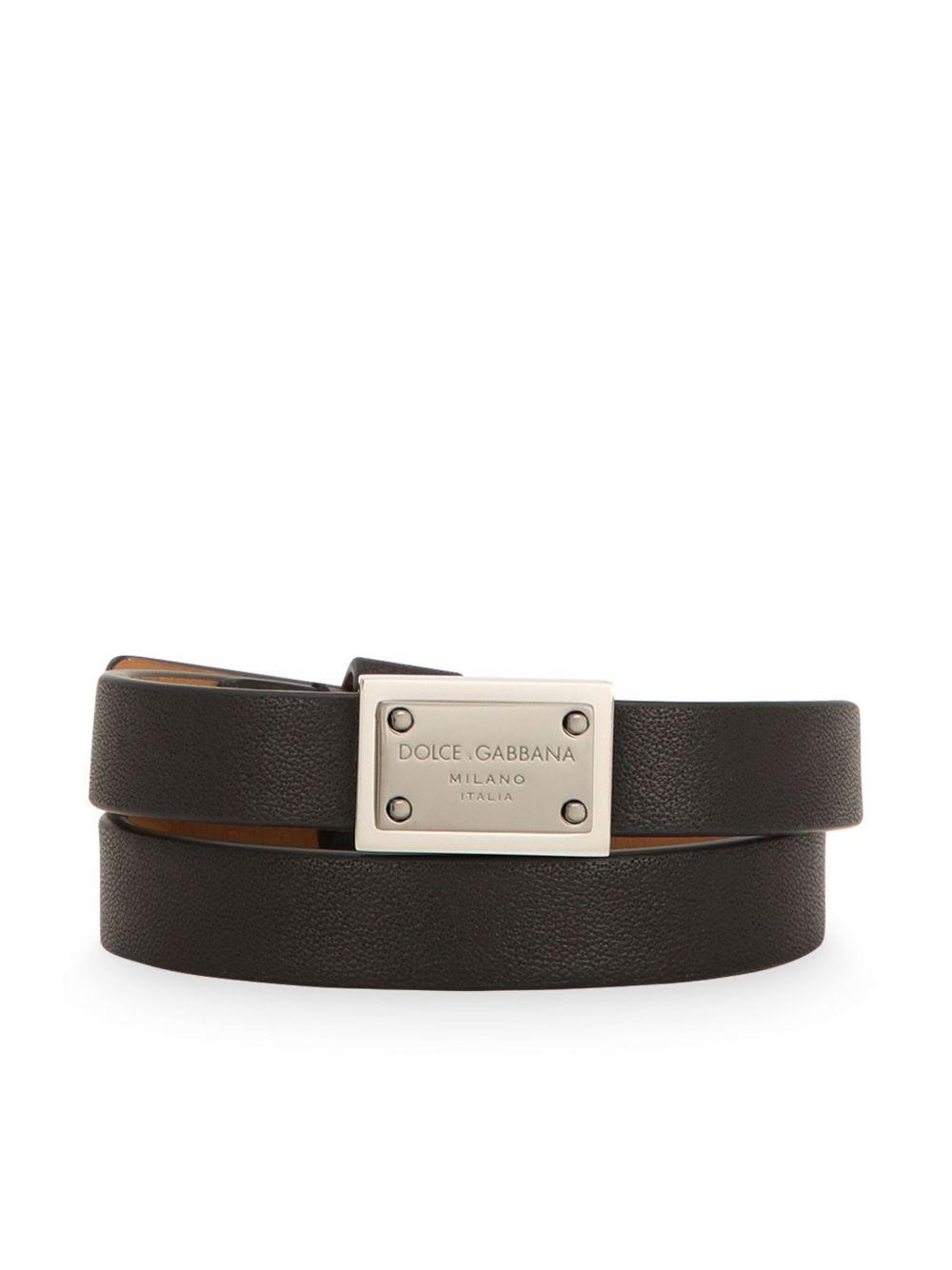logo-plaque leather bracelet Product Image