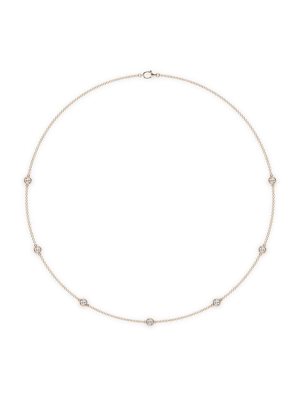 Womens 14K Rose Gold & 7-Diamond Station Necklace/0.70-2.10 TCW Product Image