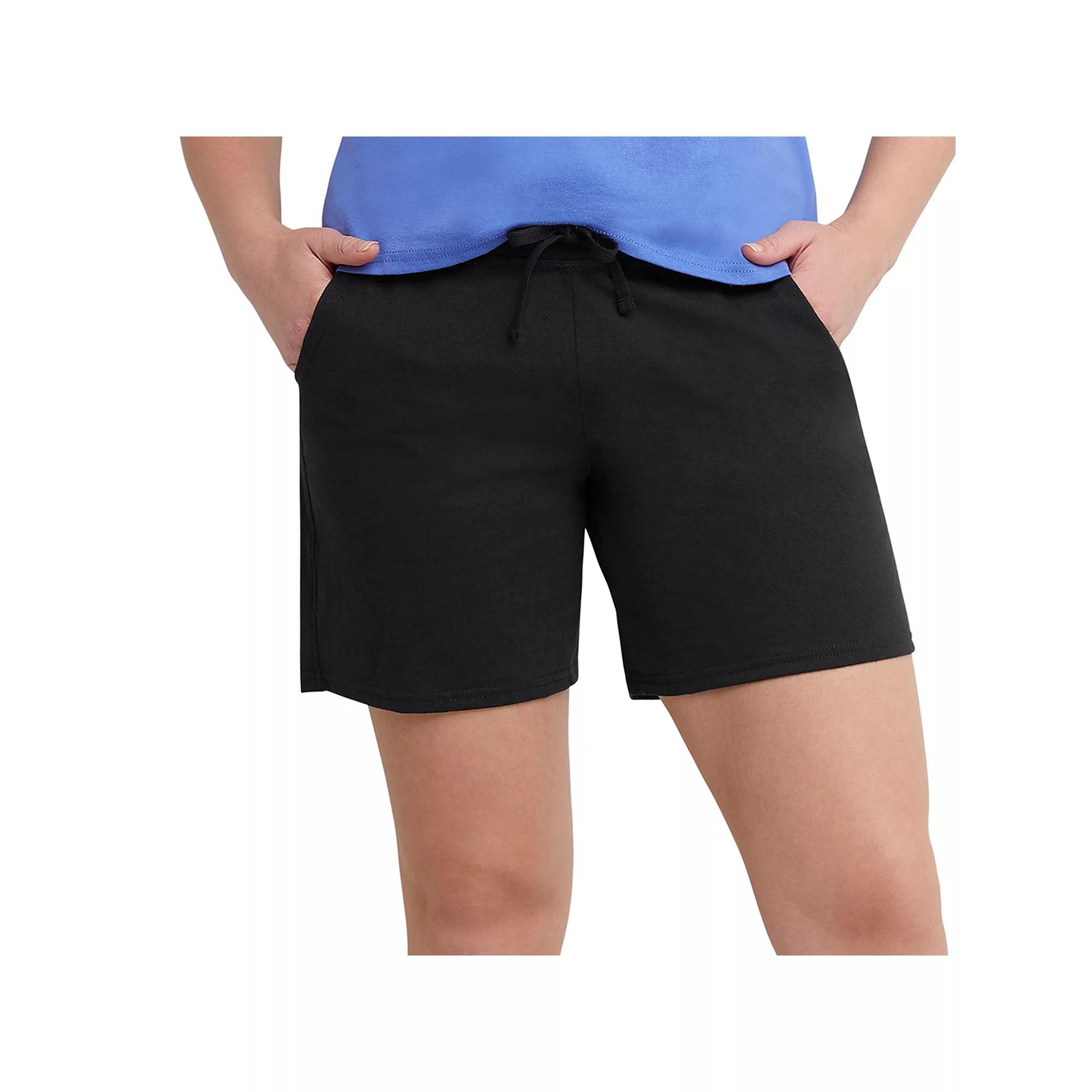Women's Hanes® Jersey Drawstring Shorts, Size: XL, Light Silver Product Image