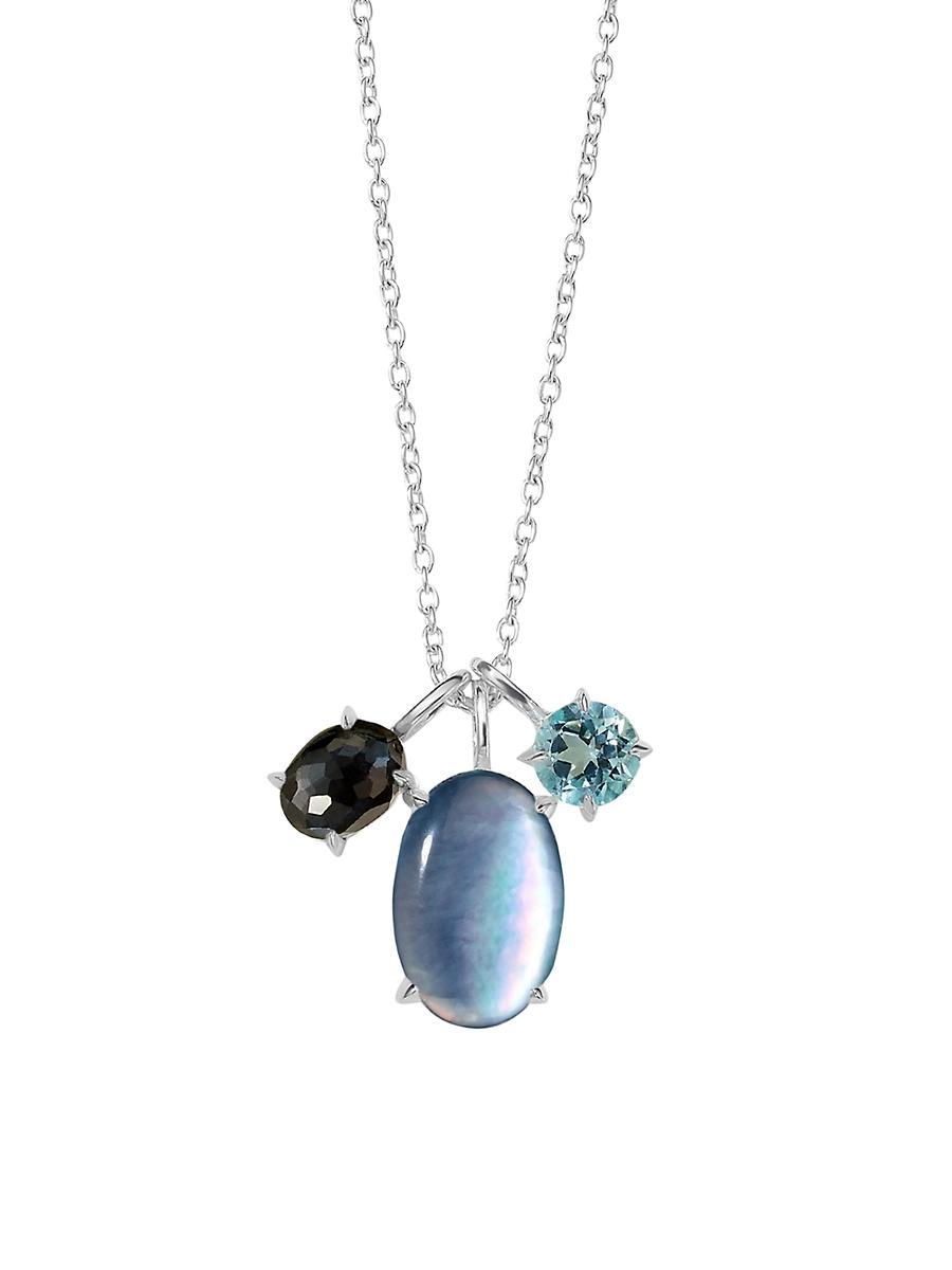 Womens Luce Sterling Silver & 3-Stone Pendant Necklace Product Image
