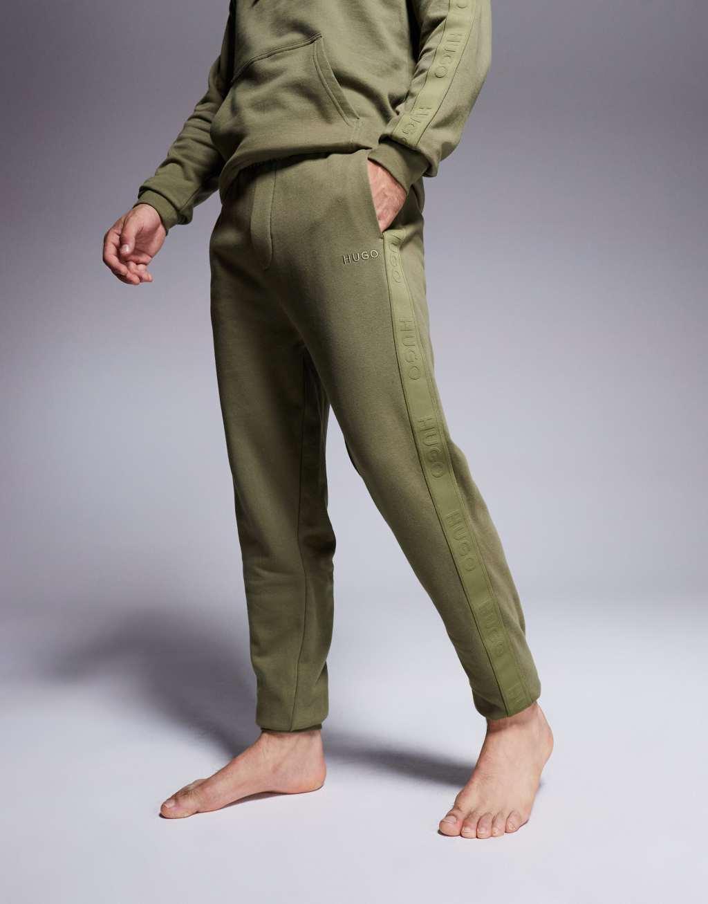 HUGO Bodywear tonal logo sweatpants in dark green - part of a set Product Image