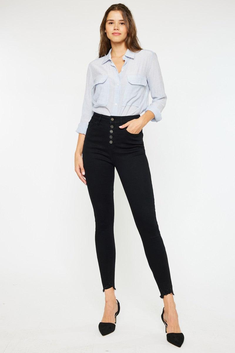 High Rise Button Fly Super Skinny Jeans Product Image