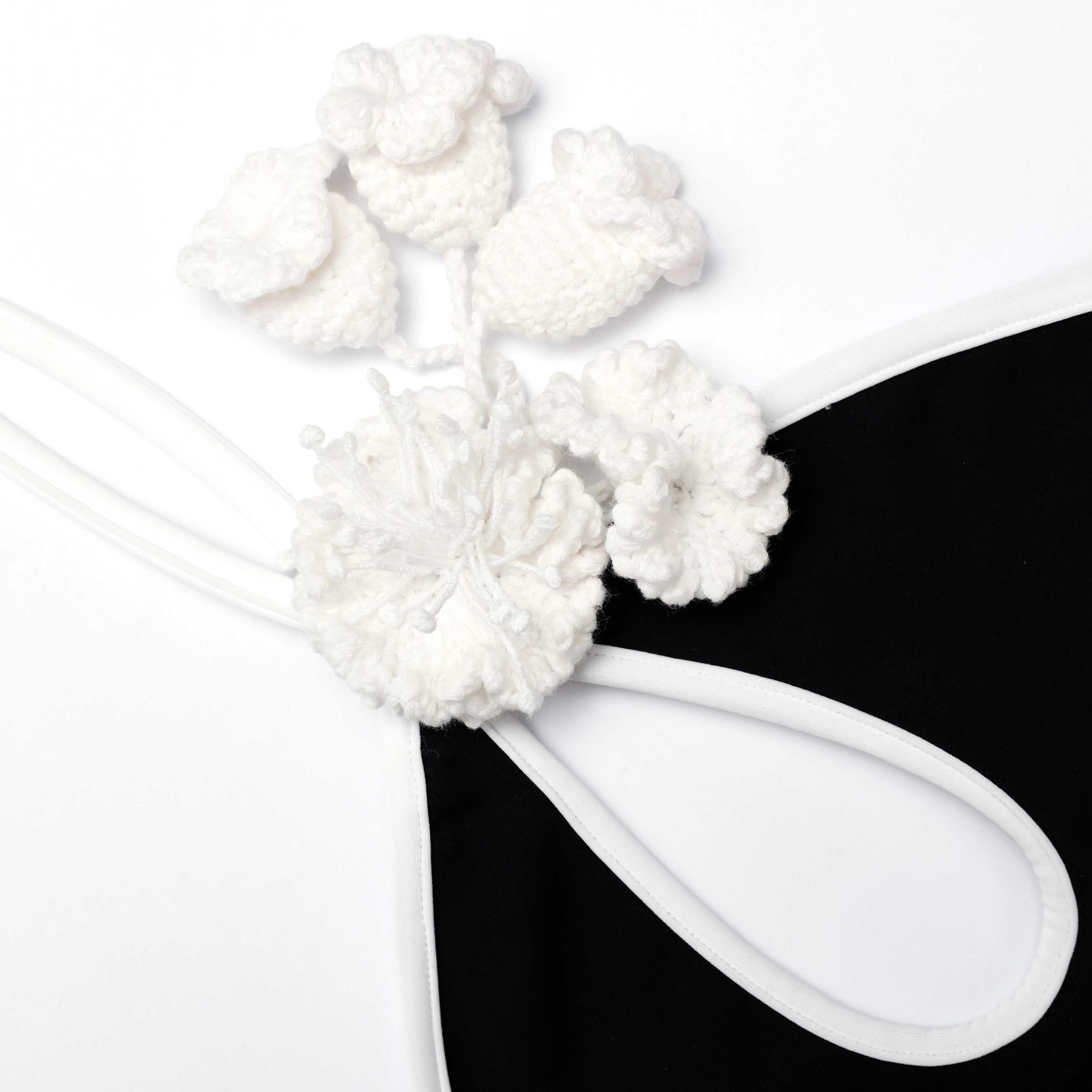 Black Crochet Flower Swimsuit Product Image