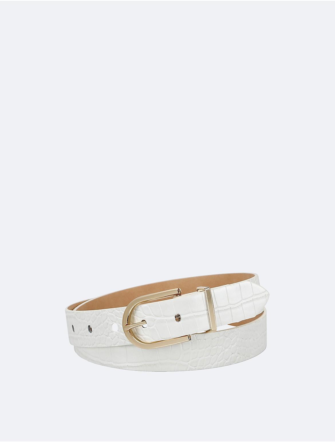 Calvin Klein Womens Textured Round Buckle Belt - Black Product Image