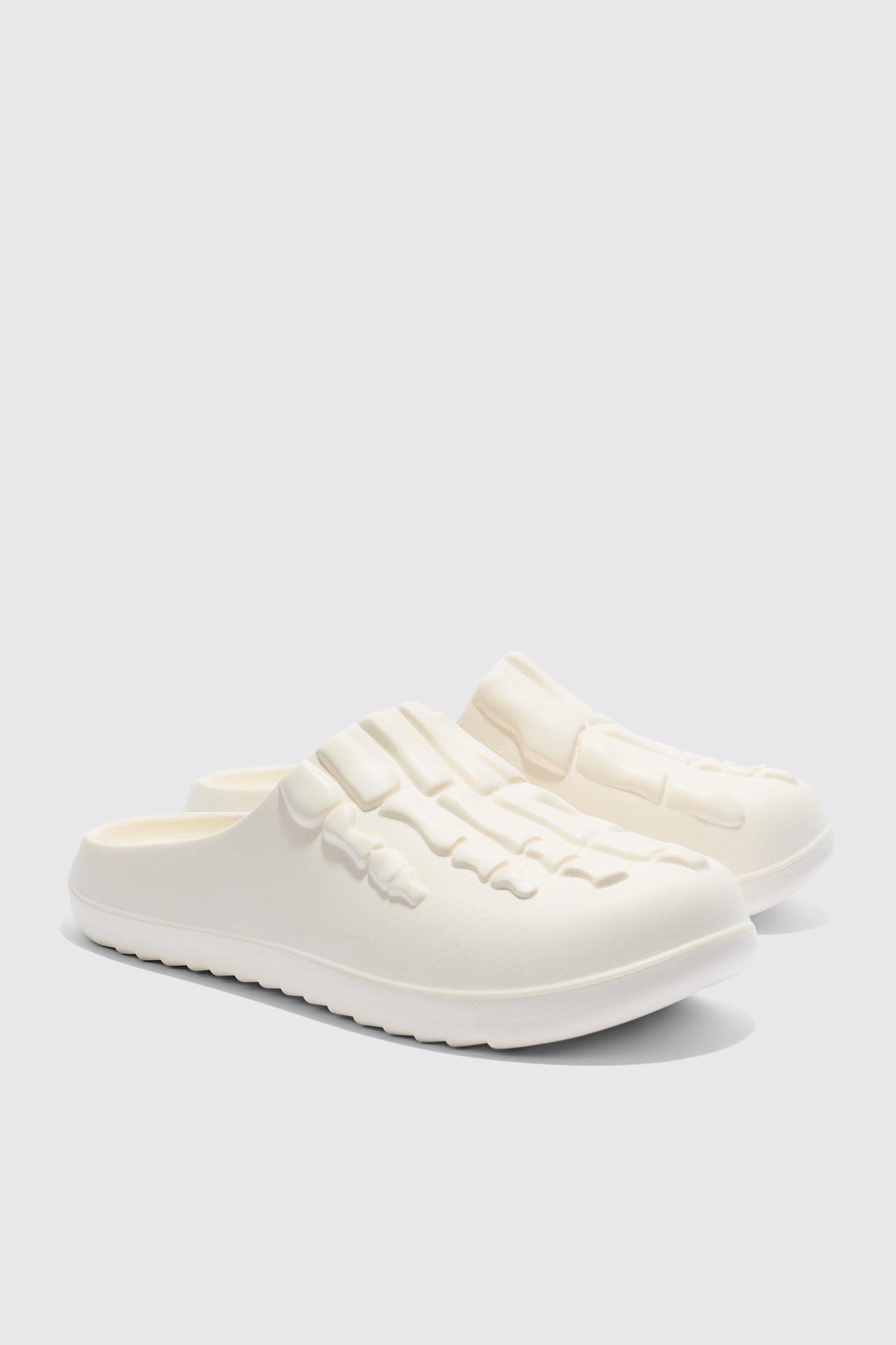 Mens Perforated Skeleton Moulded Mule - Cream Product Image