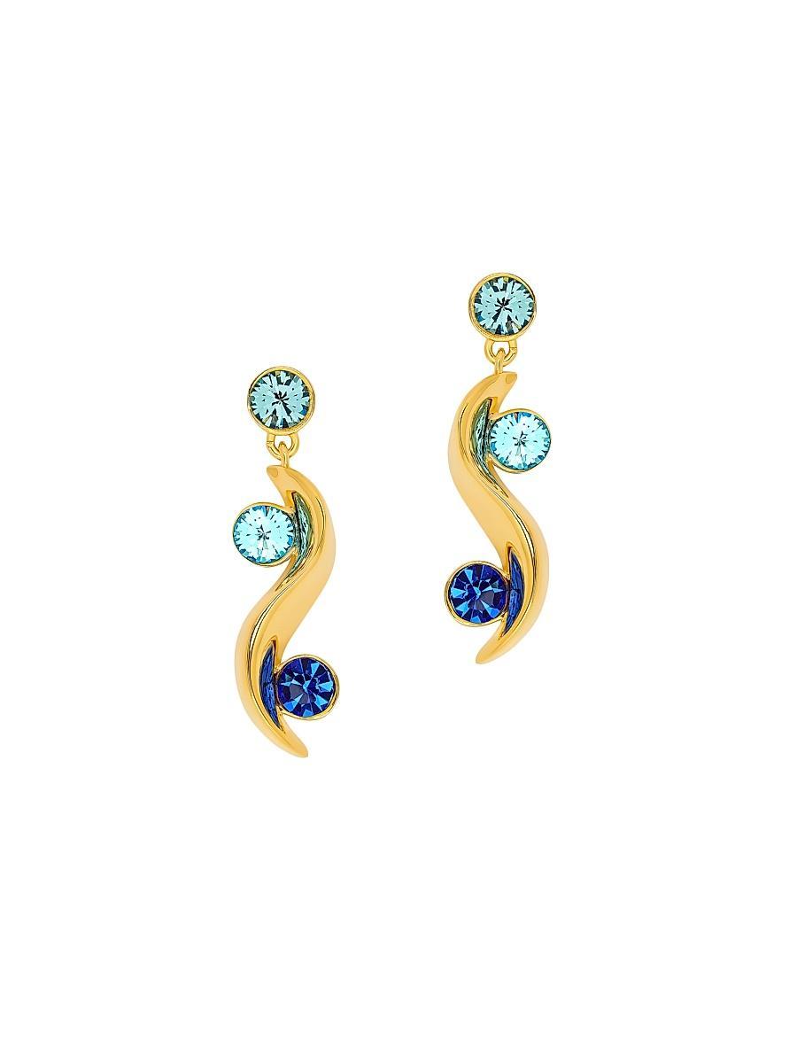 Womens 24K-Gold-Plated & Glass Crystal Wave Drop Earrings Product Image