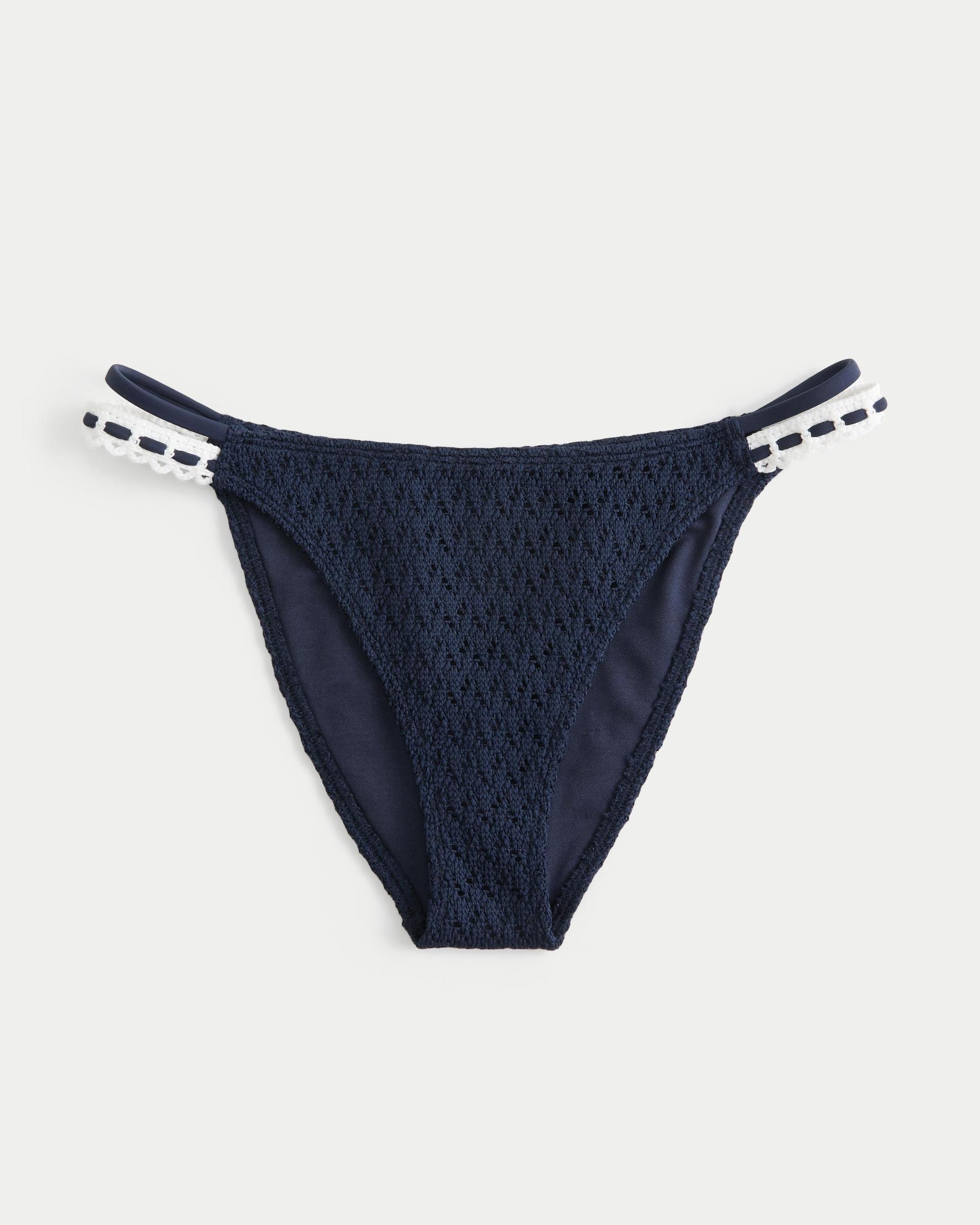 Crochet-Style Mixed High-Leg Cheeky Bikini Bottom Product Image