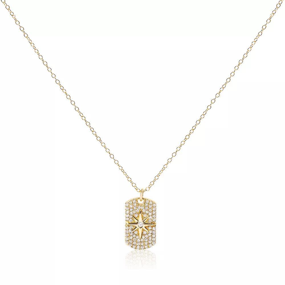Haus of Brilliance 18k Gold Over Silver 3/8 Carat T.W. Diamond Star Pendant Necklace, Women's, Size: 18", Gold Tone Product Image