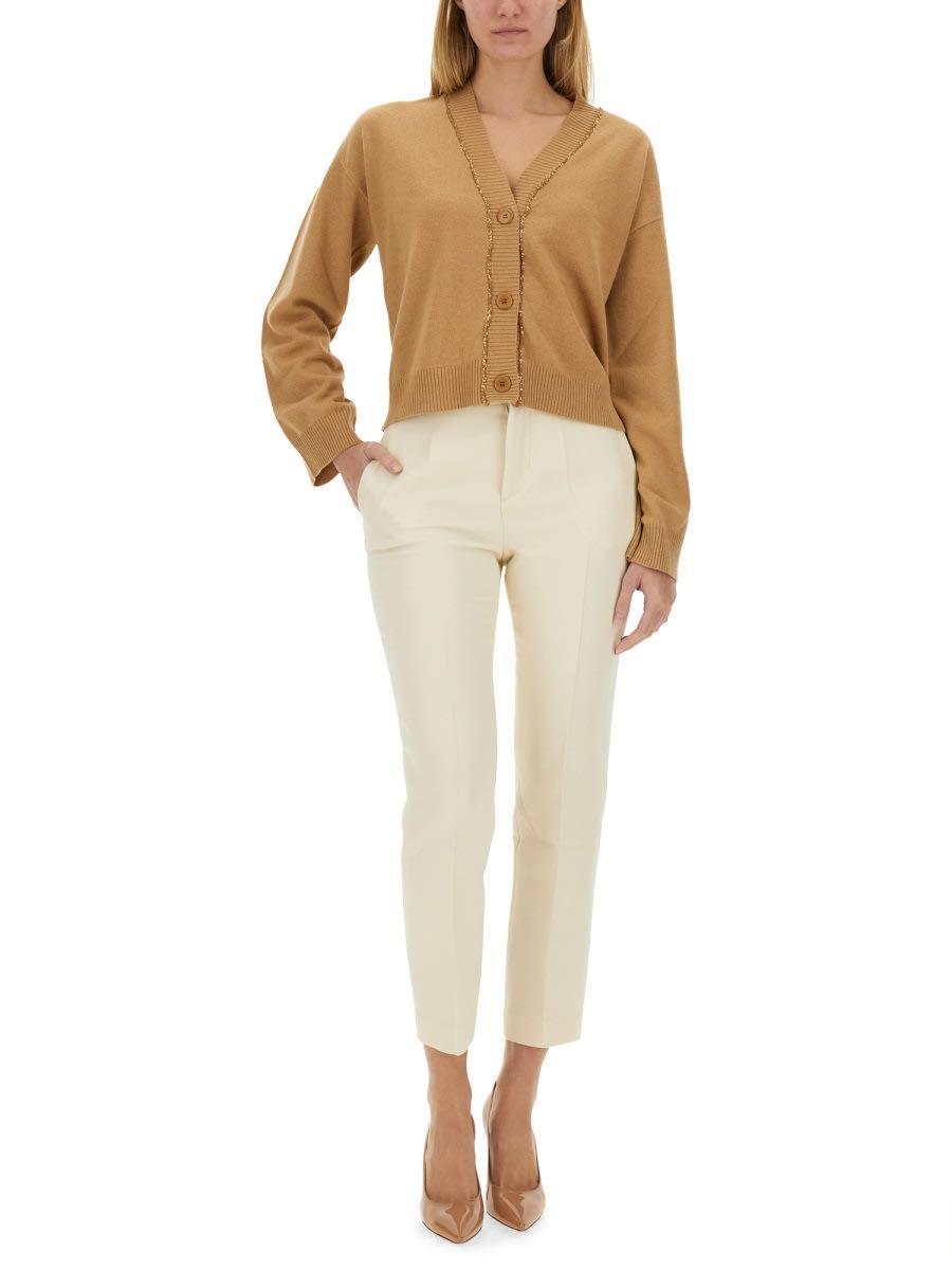 FABIANA FILIPPI Boxy Cardigan. In Beige Product Image