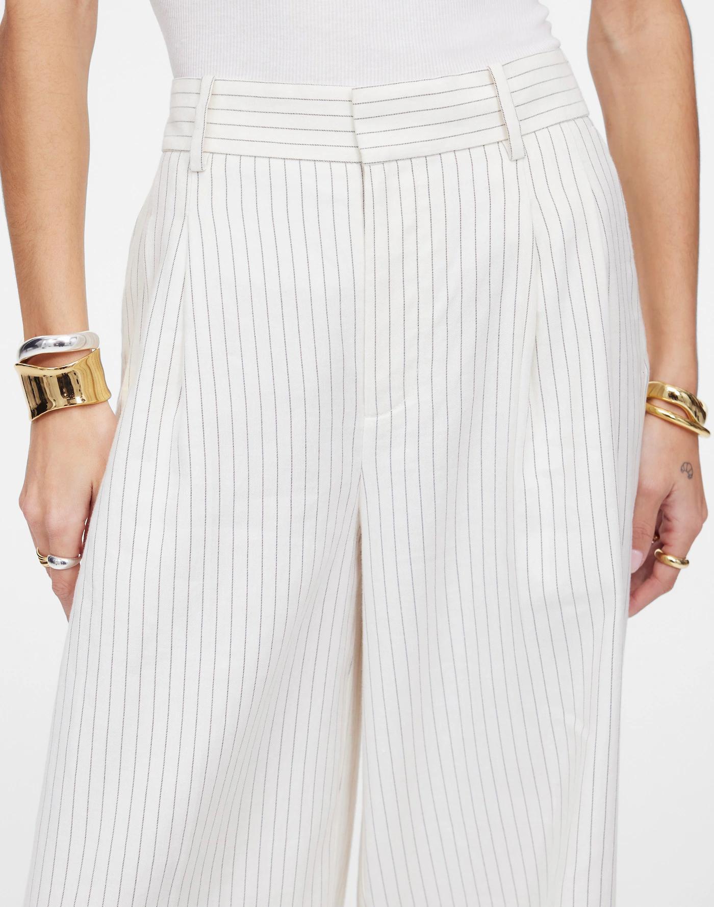 The Superwide-Leg Trouser in Pinstripe Linen Blend Product Image