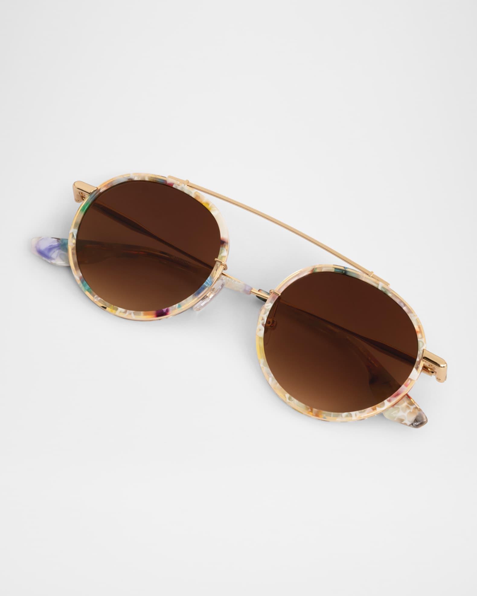 Conti Acetate & Stainless Steel Round Sunglasses Product Image