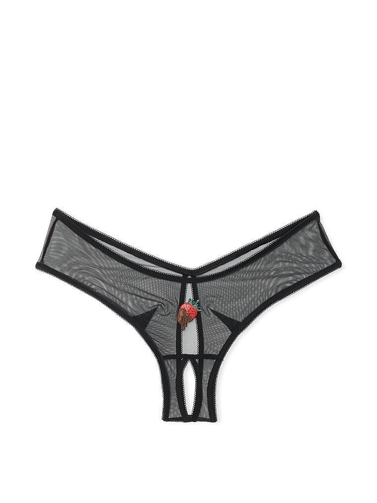 Mesh High-Leg Crotchless Cheeky Panty Product Image