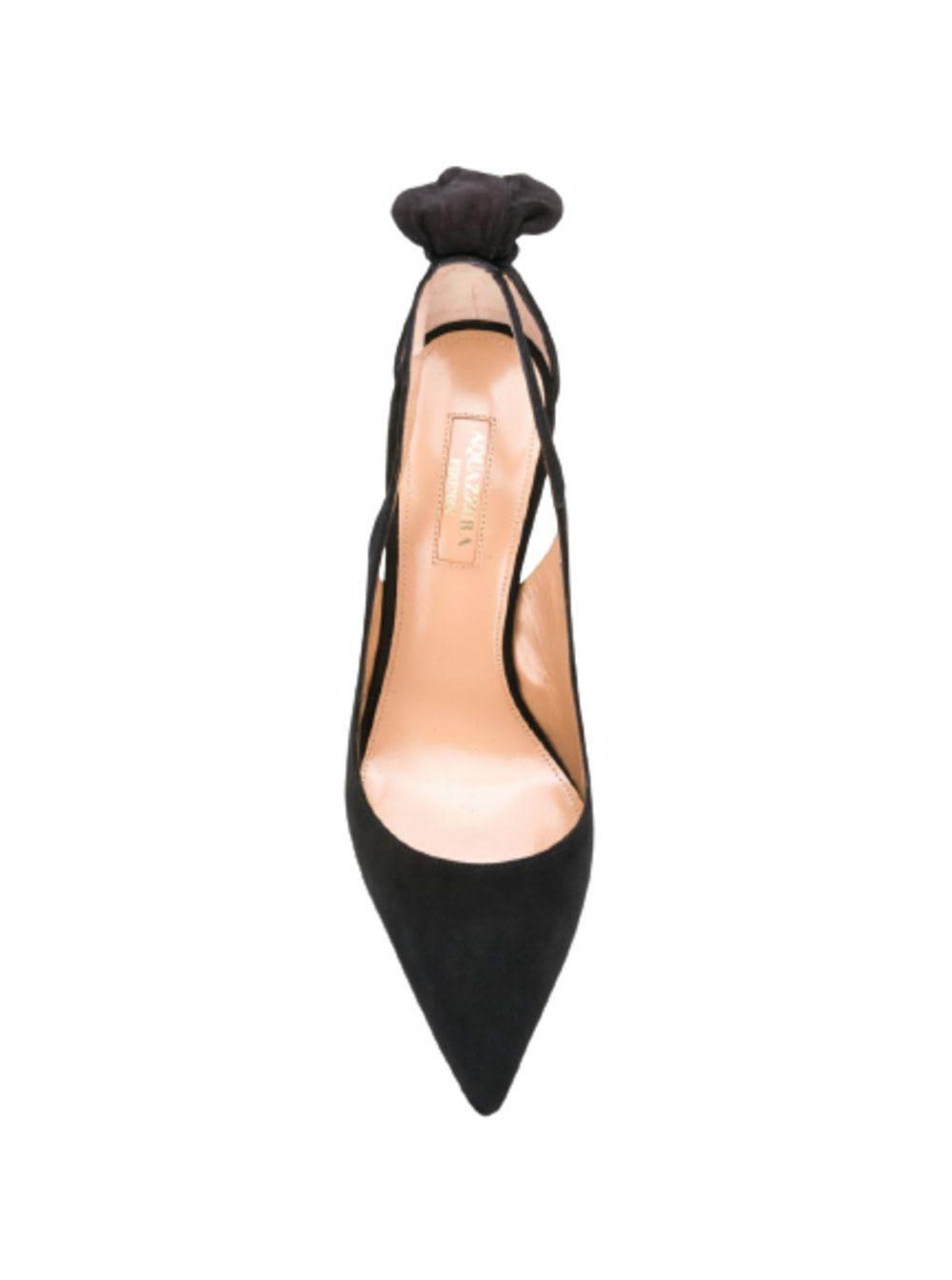 AQUAZZURA Bow Tie 85 Suede Pumps In Black Product Image