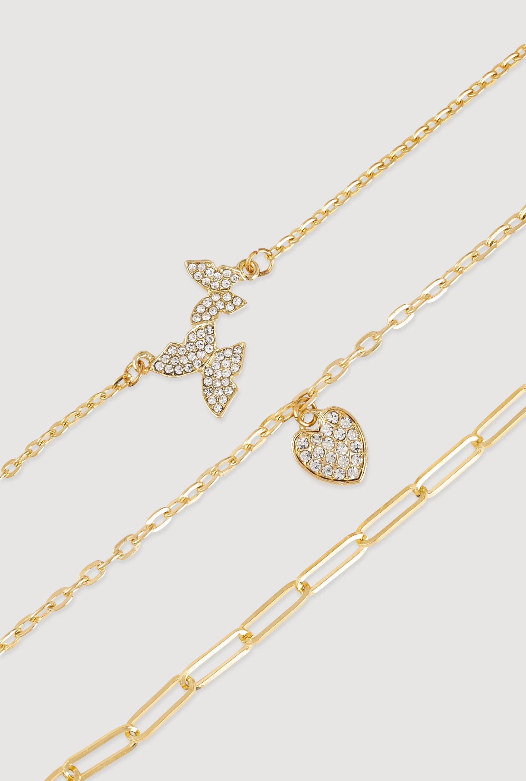 Heart Charm Layered Necklace and Hoop Earring Trio Set Female Product Image