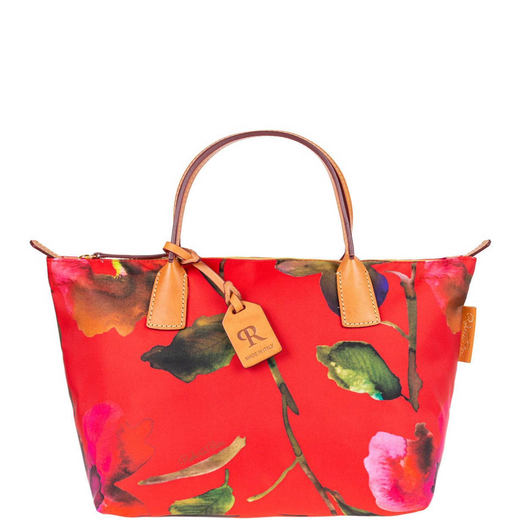 Dooney & Bourke Womens Roberta Pieri Flower Classic Small Robertina Fabric Tote Shopping Bag in White Product Image