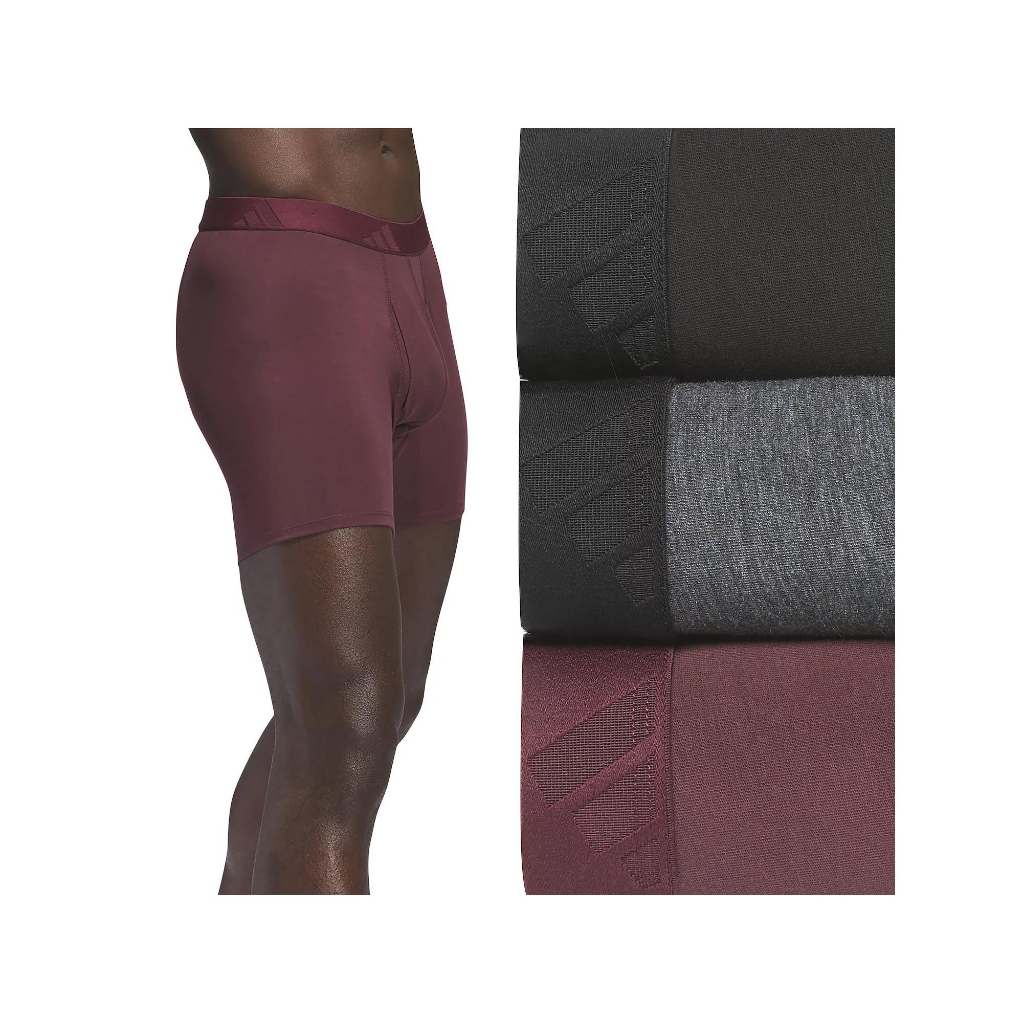 Men's adidas 3-Pack Luxe Comfort Boxer Briefs, Size: Medium, Aurora Red Red Product Image