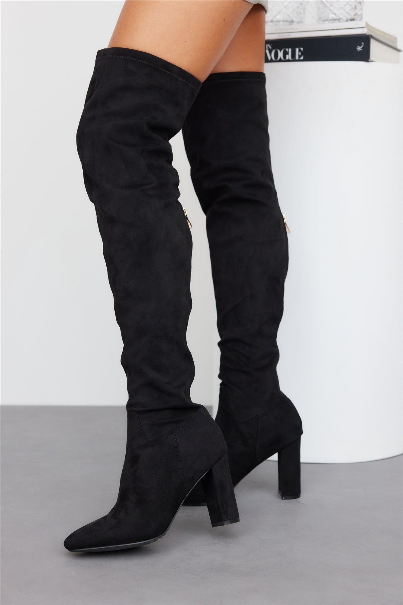 BILLINI Cannon Over The Knee Boots Black Suede Product Image