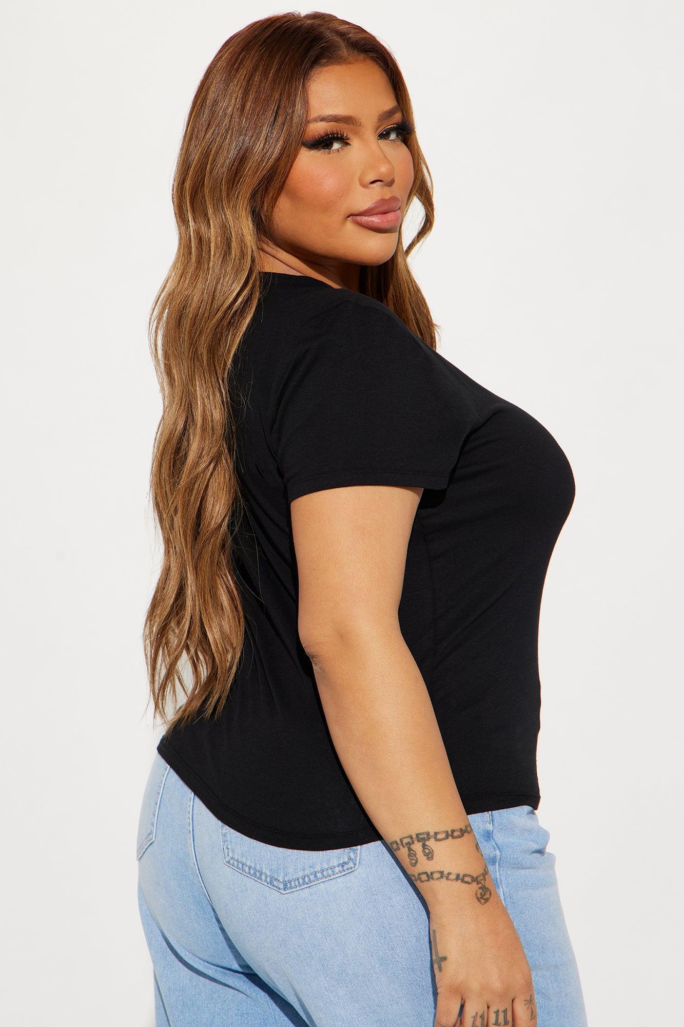 Ashley V-Neck Top - Black Product Image
