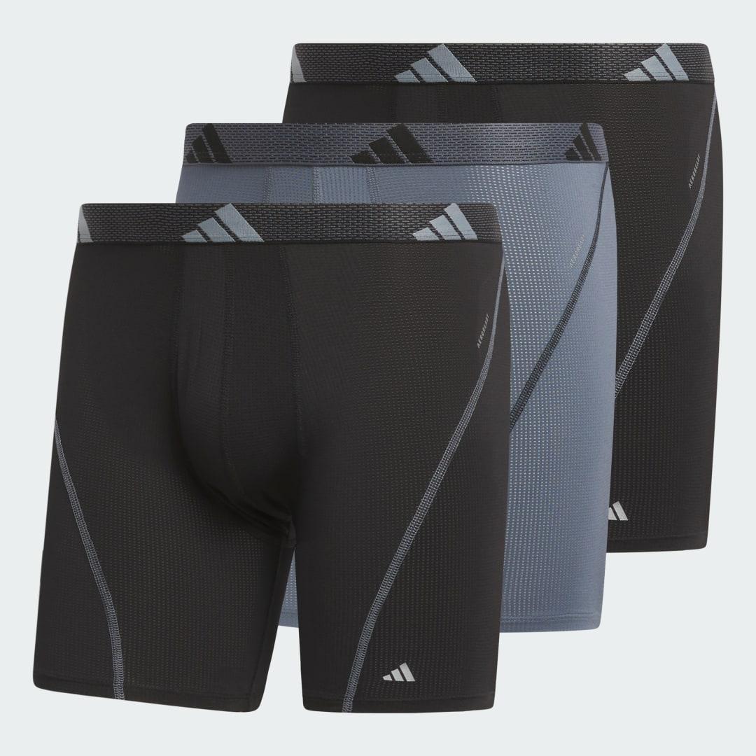 Big & Tall adidas 3-pack Sport Performance Mesh Boxer Briefs, Men's, Size: XXL, Onyx Gray Black Black Product Image