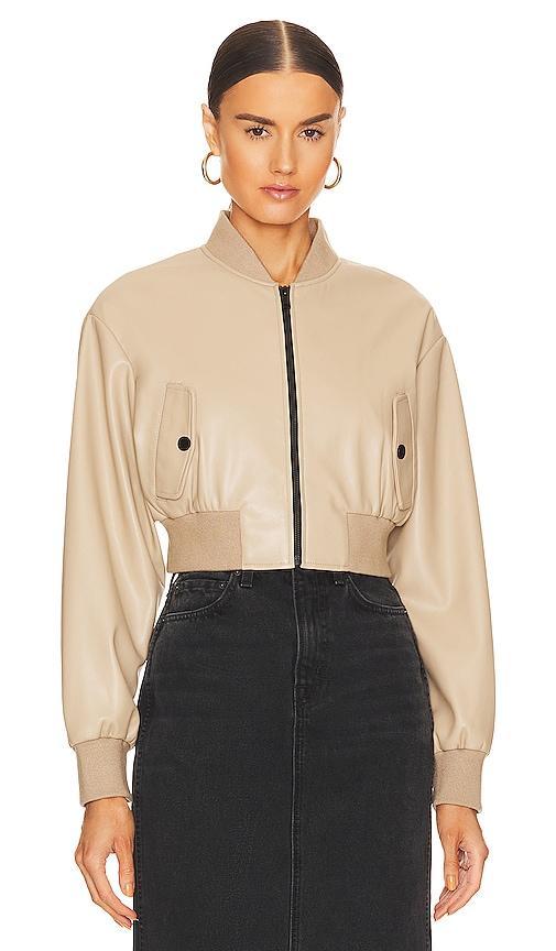 Womens Evelin Faux-Leather Cropped Bomber Jacket Product Image