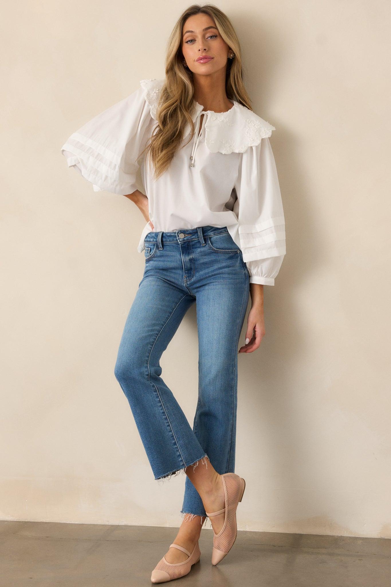 Nightfall Spark Medium Wash Cropped Flare Jeans Product Image