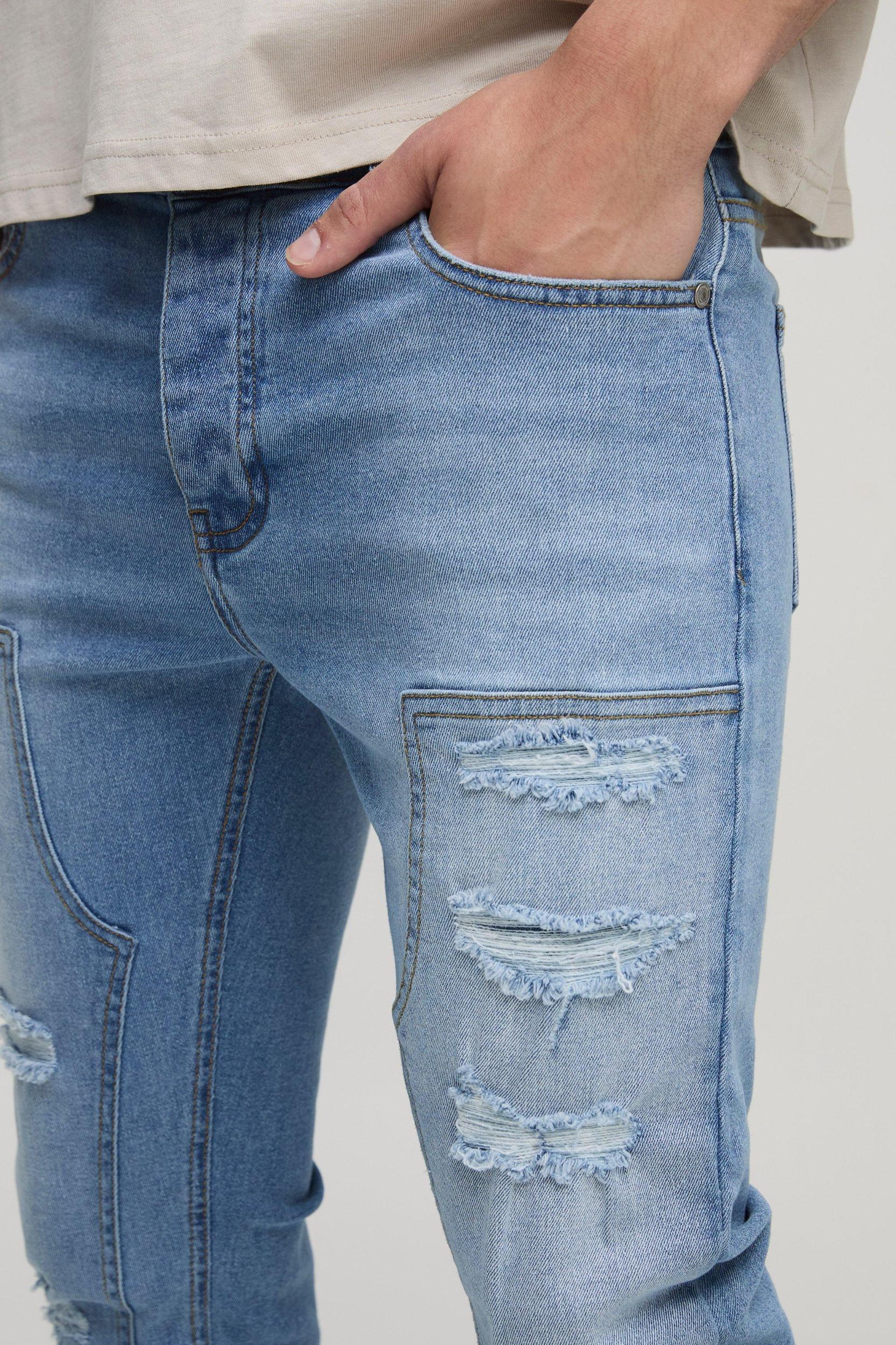Skinny Stretch Ripped Carpenter Jeans | boohooMAN USA Product Image