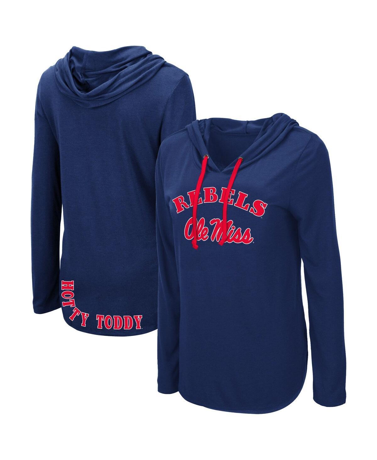 Women's Colosseum Navy Ole Miss Rebels My Lover Lightweight Hooded Long Sleeve T-Shirt, Size: 2XL, Blue Product Image