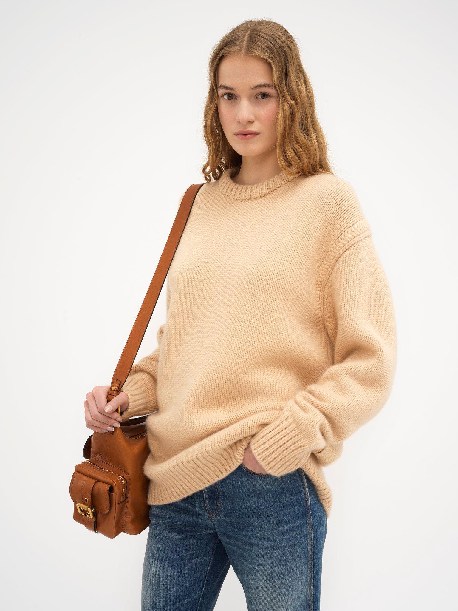 CHLOÉ Pull Oversize En Cachemire Et Coton Femme Rose Taille Xs 100% Coton In Pink Product Image