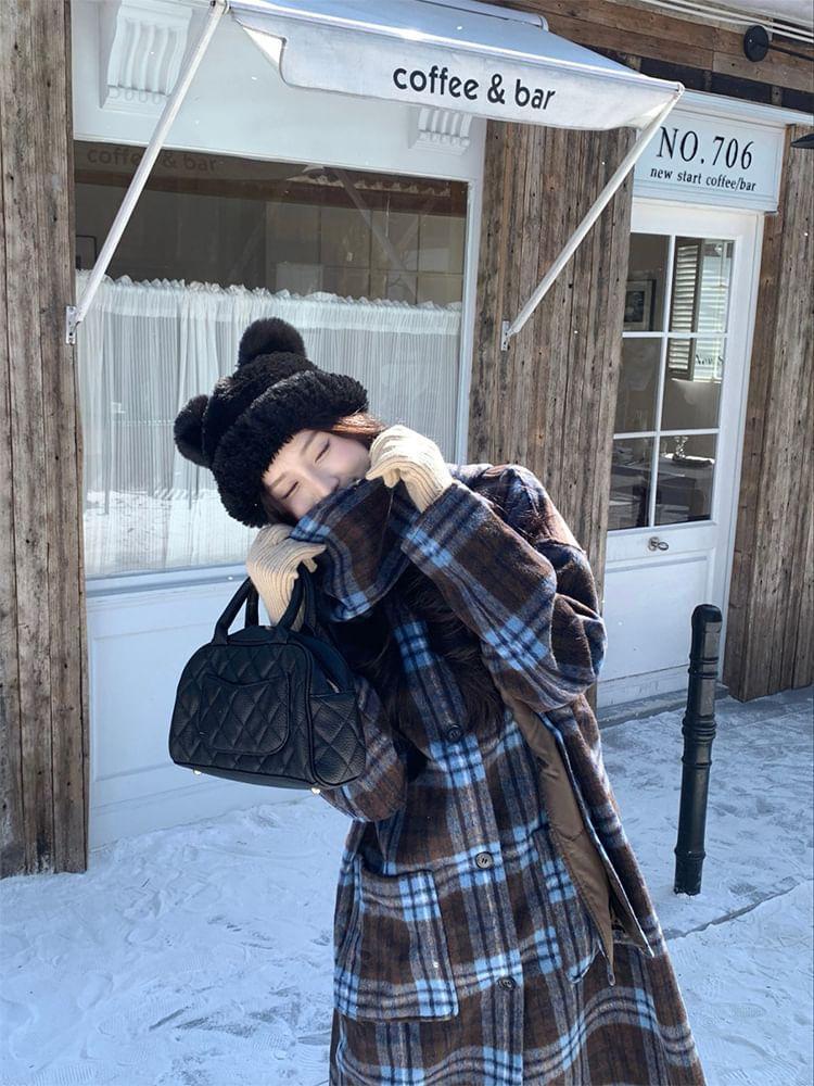 Plaid Midi Single-Breasted Coat Product Image