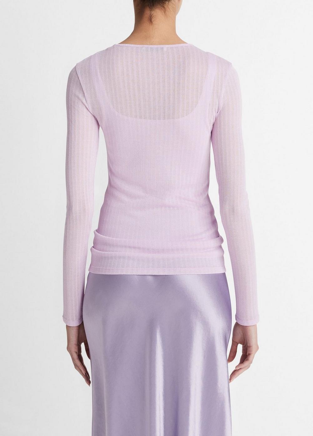 Womens Sheer Long-Sleeve Crew Neck Top, Dark Peony, Size S Vince Product Image