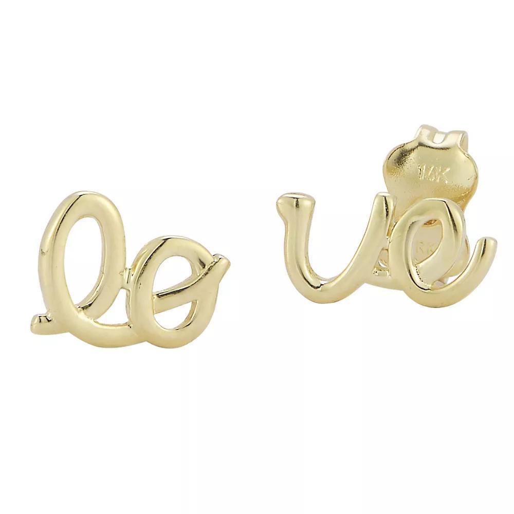 LUMINOR GOLD 14k Gold Script Love Stud Earrings, Women's, Yellow Product Image