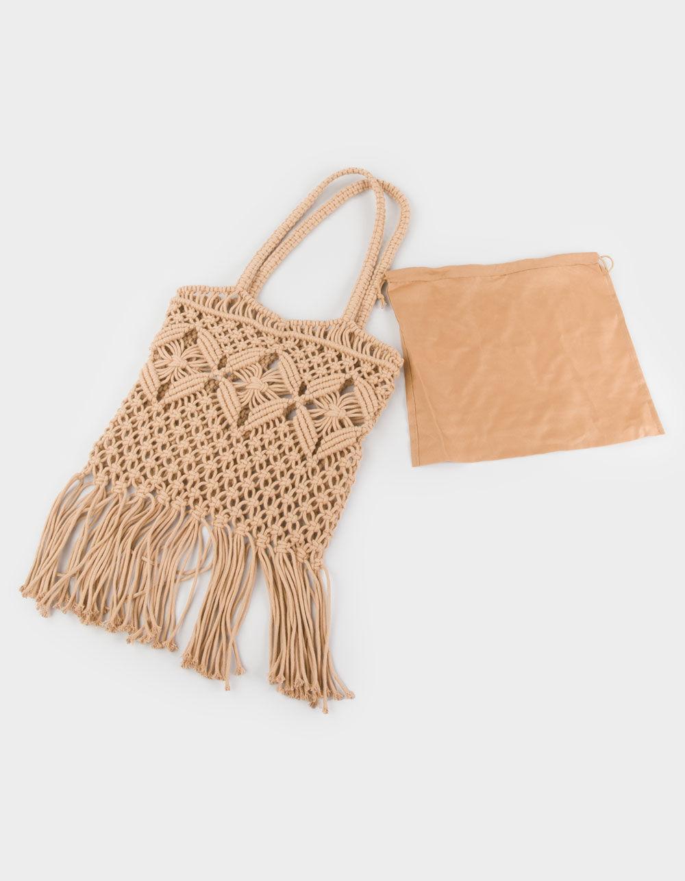Sunny Crochet Tote Bag - TAN Product Image