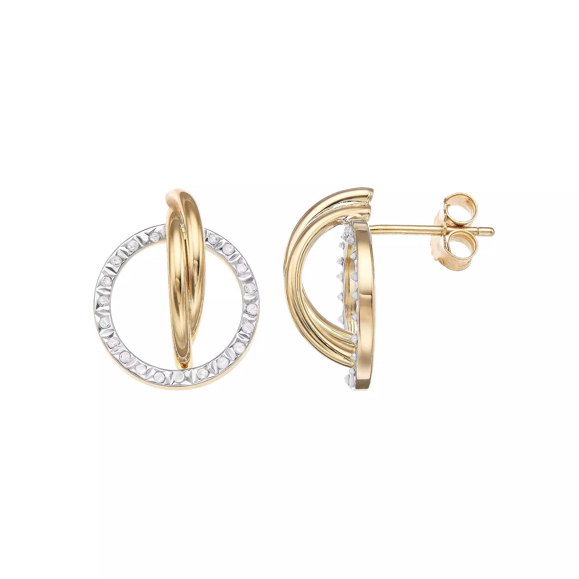 Diamond Mystique Sterling Silver Diamond Accent Off-Ear Stud Earrings, Women's, 18k Gold Over Silver Product Image