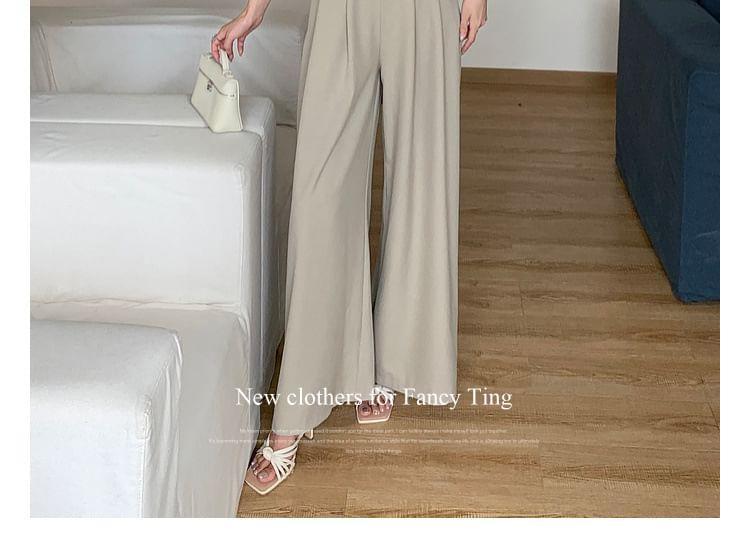 Halter Plain Wide Leg Wrap Jumpsuit Product Image