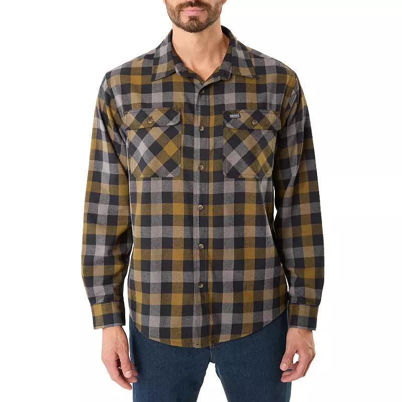 Mens Smiths Workwear Regular-Fit Buffalo Plaid Two-Pocket Flannel Button-Down Shirt Grey Warm Olive Product Image
