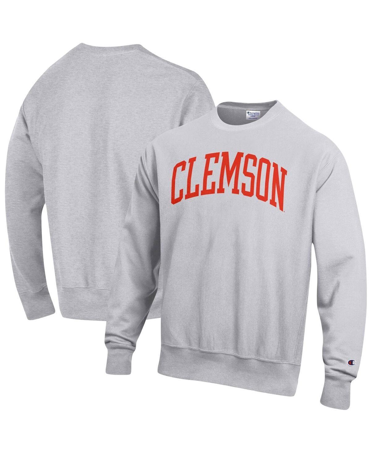 Men's Champion Heathered Gray Clemson Tigers Arch Reverse Weave Pullover Sweatshirt, Size: Small, Grey Product Image