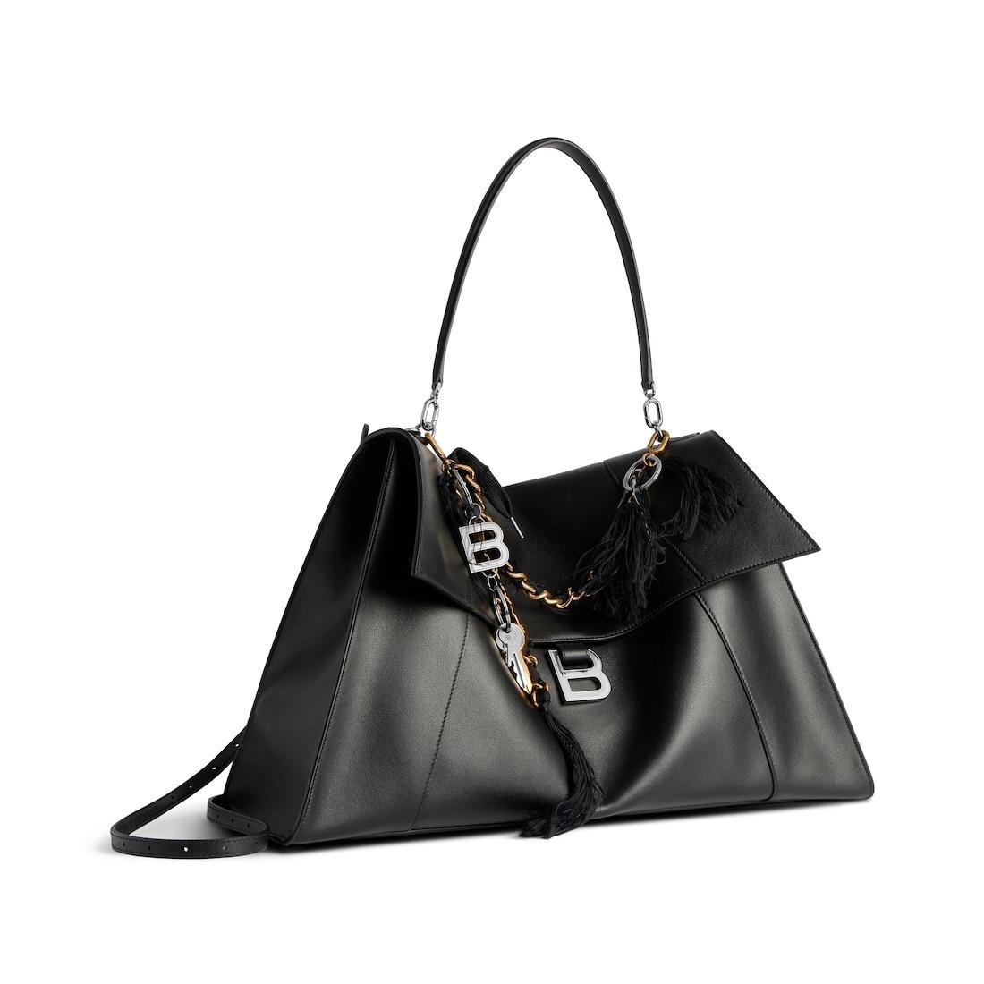 Women's Hourglass Soft Handbag Large in Black Product Image