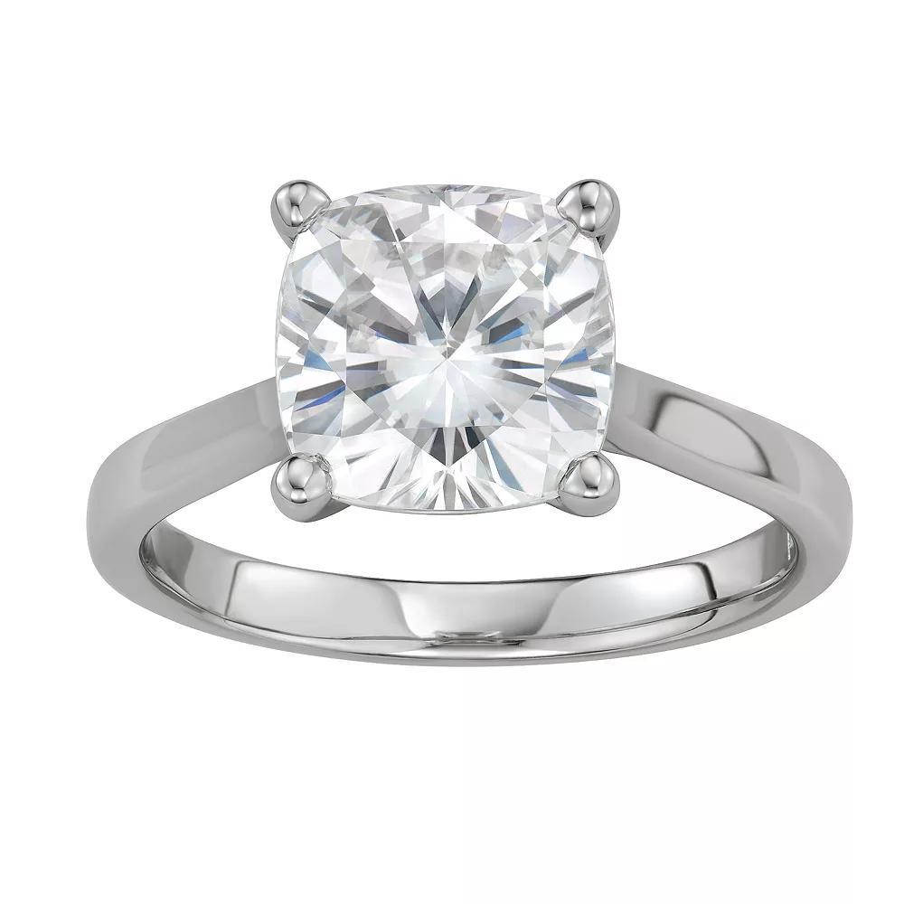 Charles & Colvard 14K White Gold 3-1/3 Carat T.W. Lab-Created Moissanite Cushion Solitaire Ring, Womens 14k Whgold Product Image
