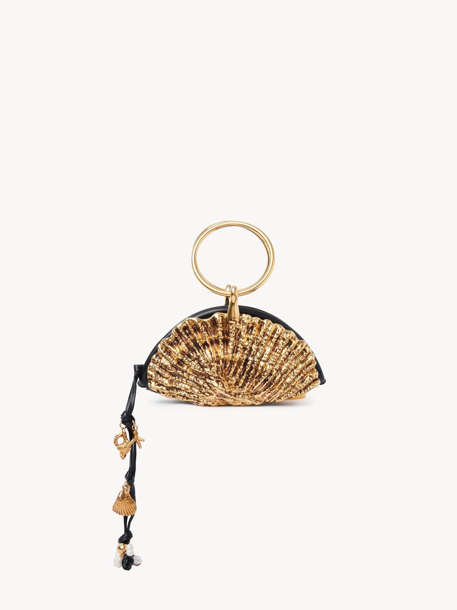 Sea Treasures Shell zipped clutch in soft leather & metal Product Image