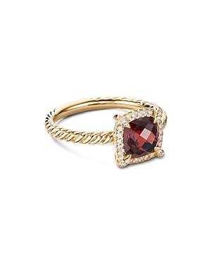 David Yurman Petite Chatelaine Pave Bezel Ring in 18K Yellow Gold with Peridot and Diamonds Product Image