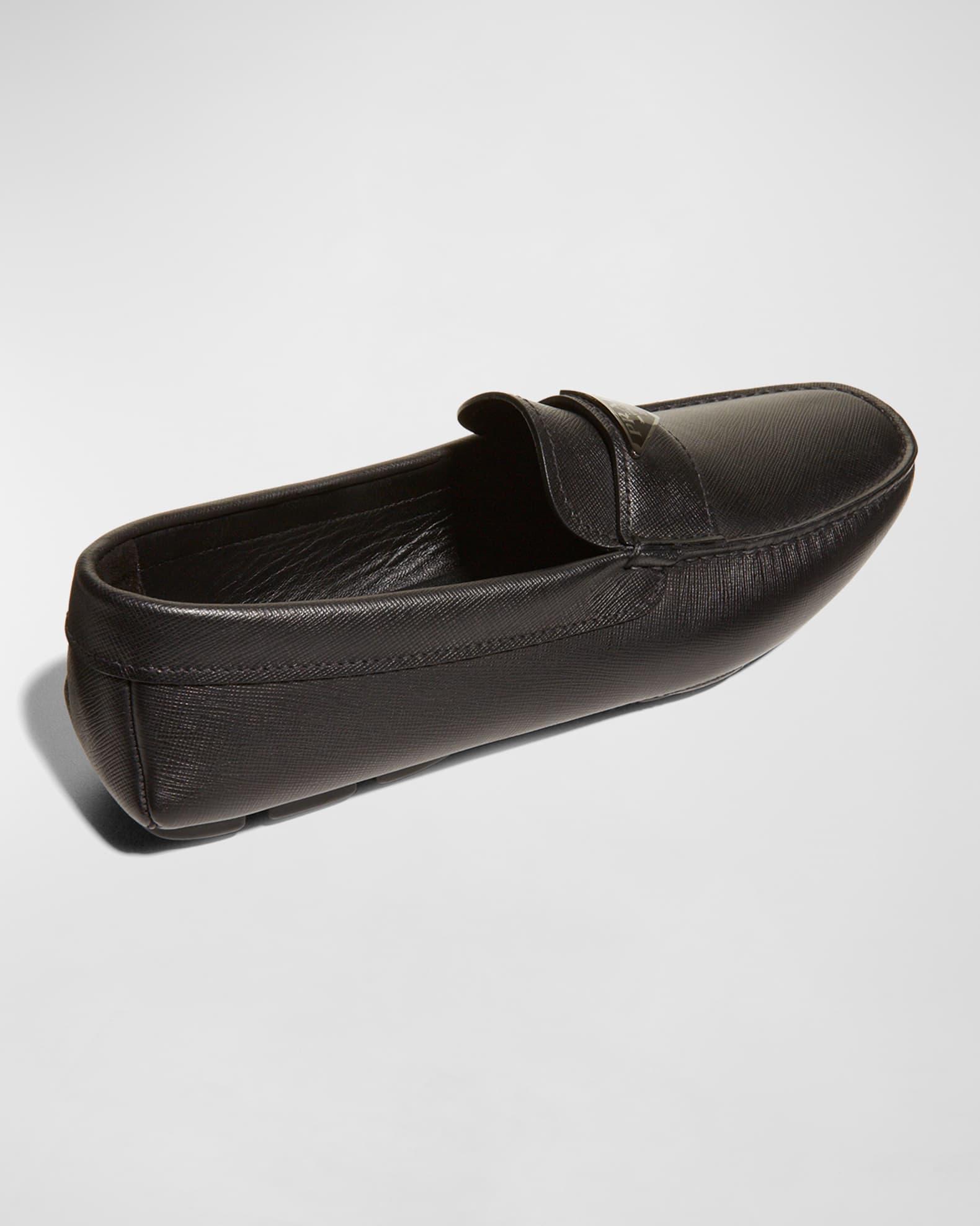 Men's Triangle Logo Leather Drivers Product Image