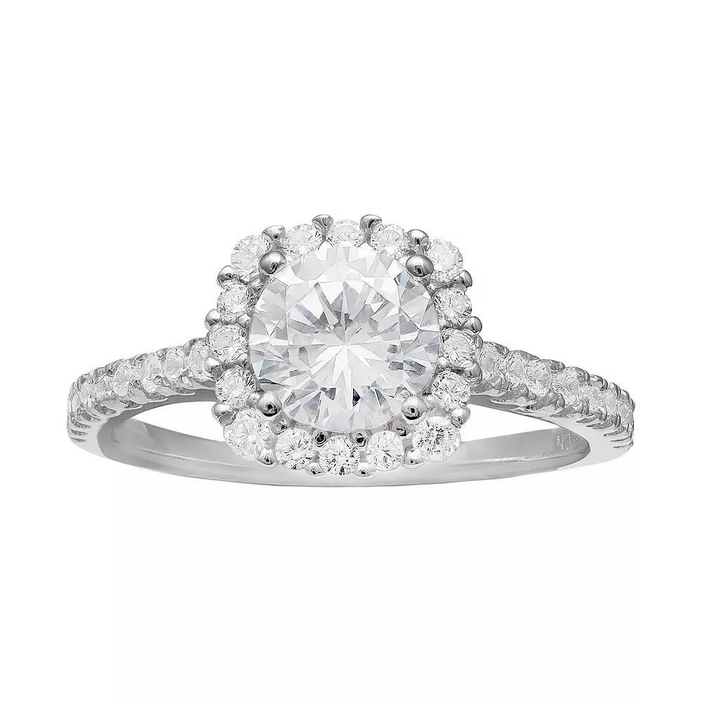 PRIMROSE Sterling Silver Cubic Zirconia Square Halo Ring, Women's, Size: 8 Product Image